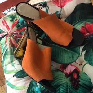 Zara Orange High Heel Mules